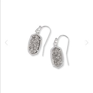 KS Lee Silver Drop Earrings in Platinum Drusy